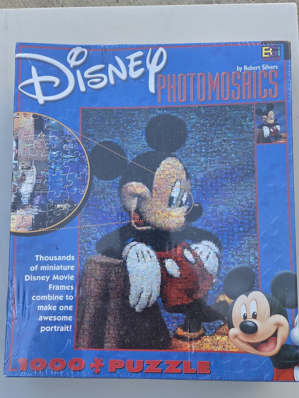 Disney Blue Photomosaic Puzzle Box with Multicolor Mosaic Art